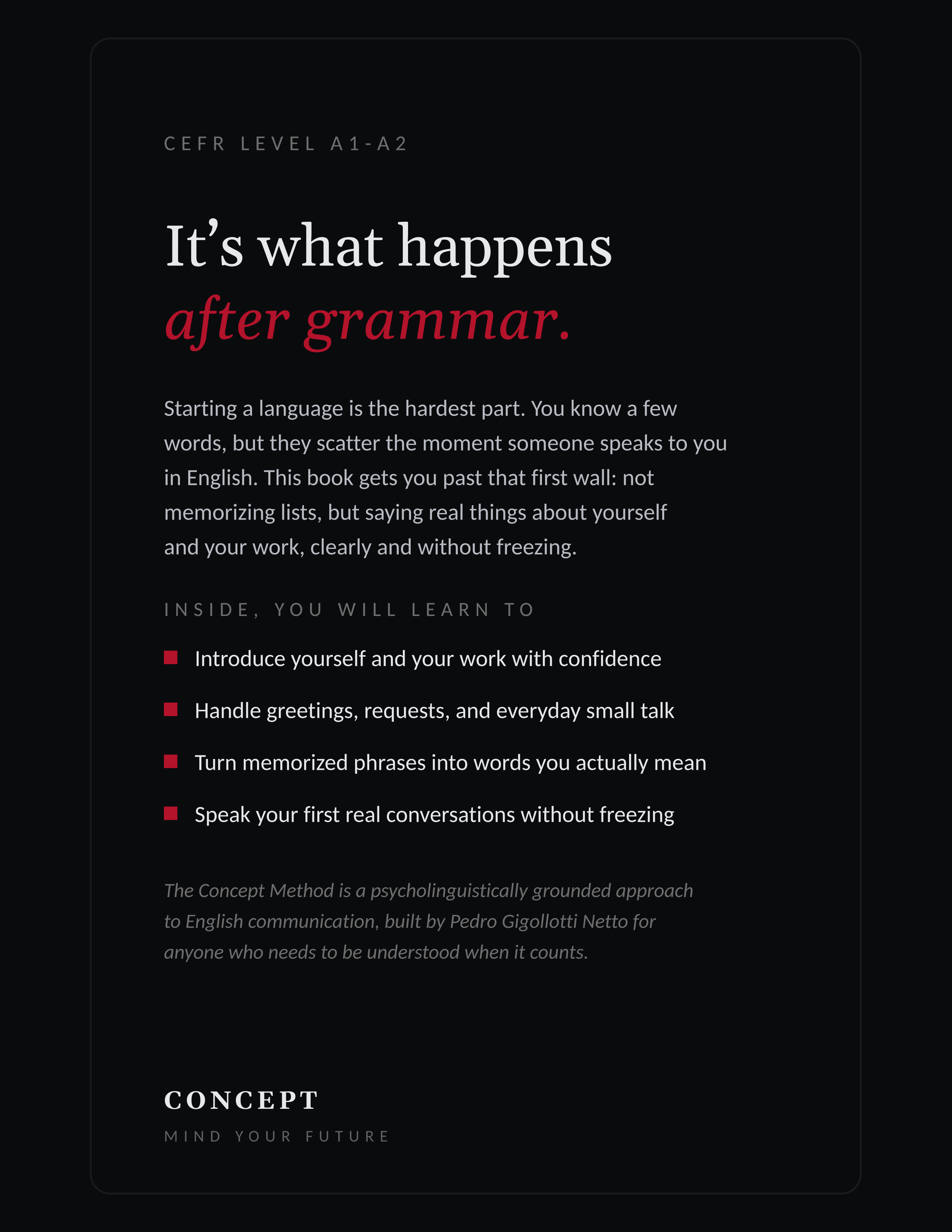 It's Not Only a Grammar Book back cover, A1-A2
